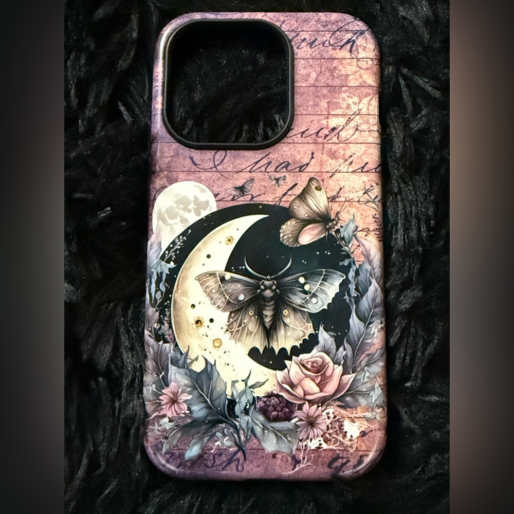 Butterfly and Moon Design Phone Case - iPhone 14 Pro Case